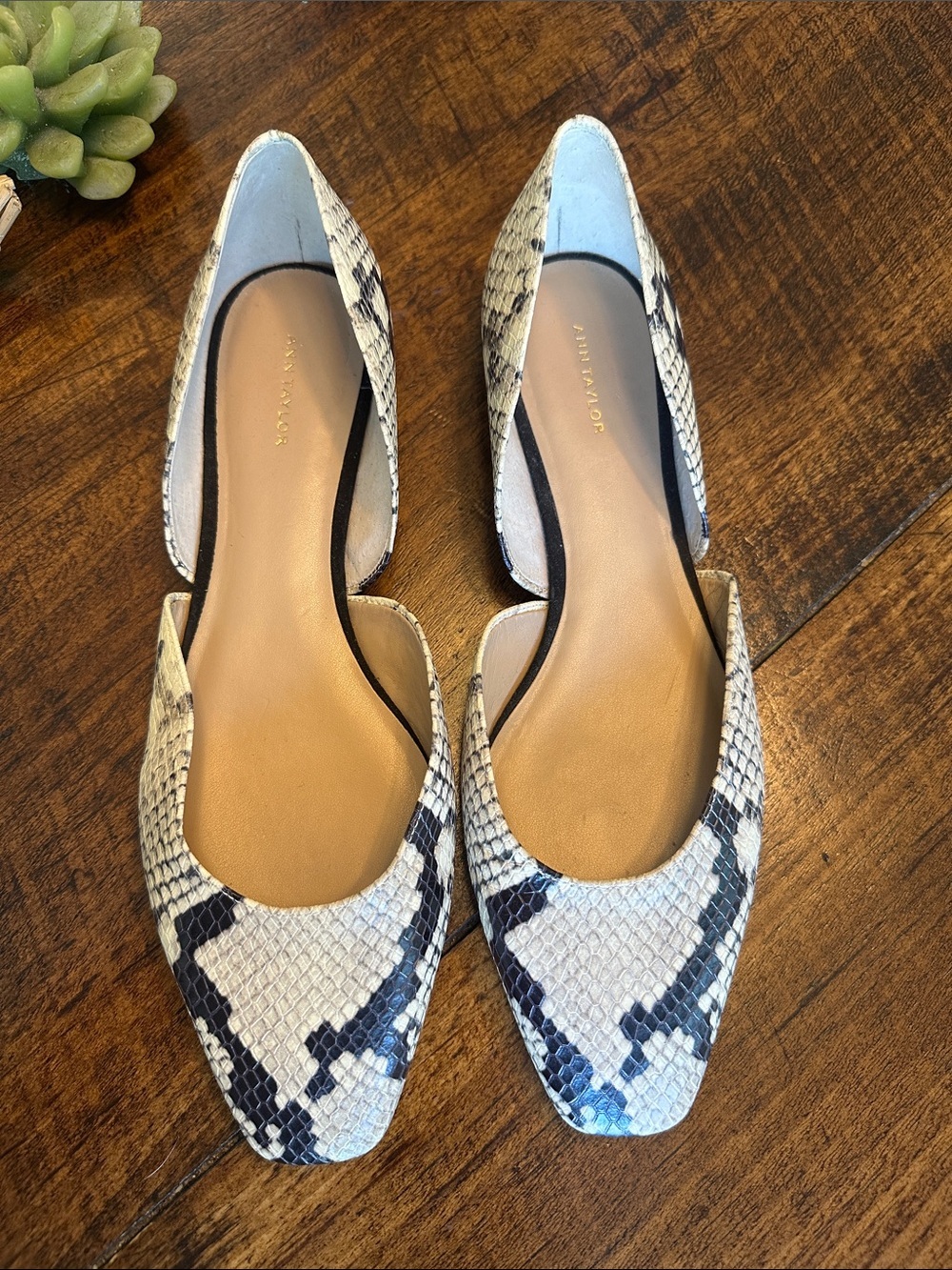 Ann Taylor | Mykelti Snake Print D'Orsay Pointed Toe Flats, Size 9.5